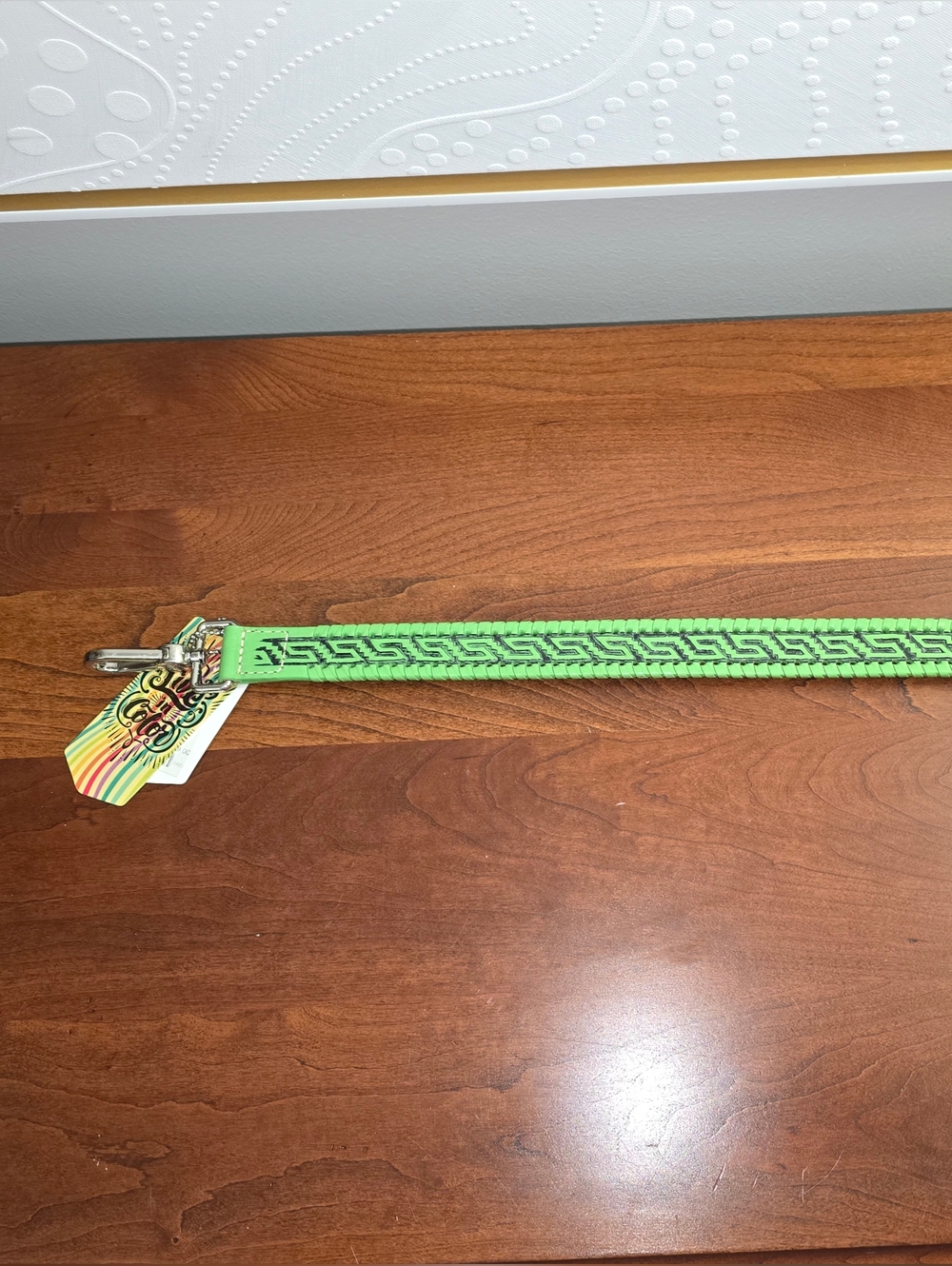 Consuela Lime Green Woven Leather Strap with Key Clip